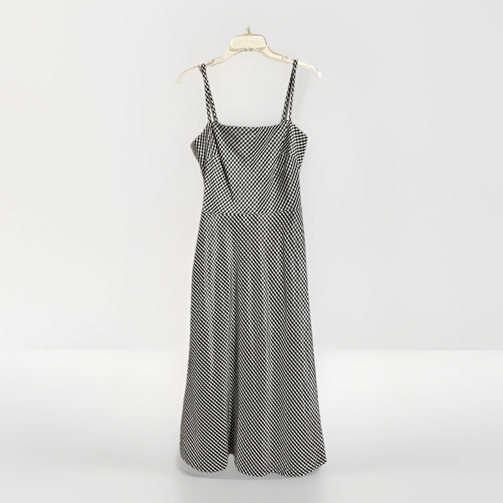 Vintage Laundry By Shelli Segal Womens Gingham Midi Spaghetti Strap Dress 10